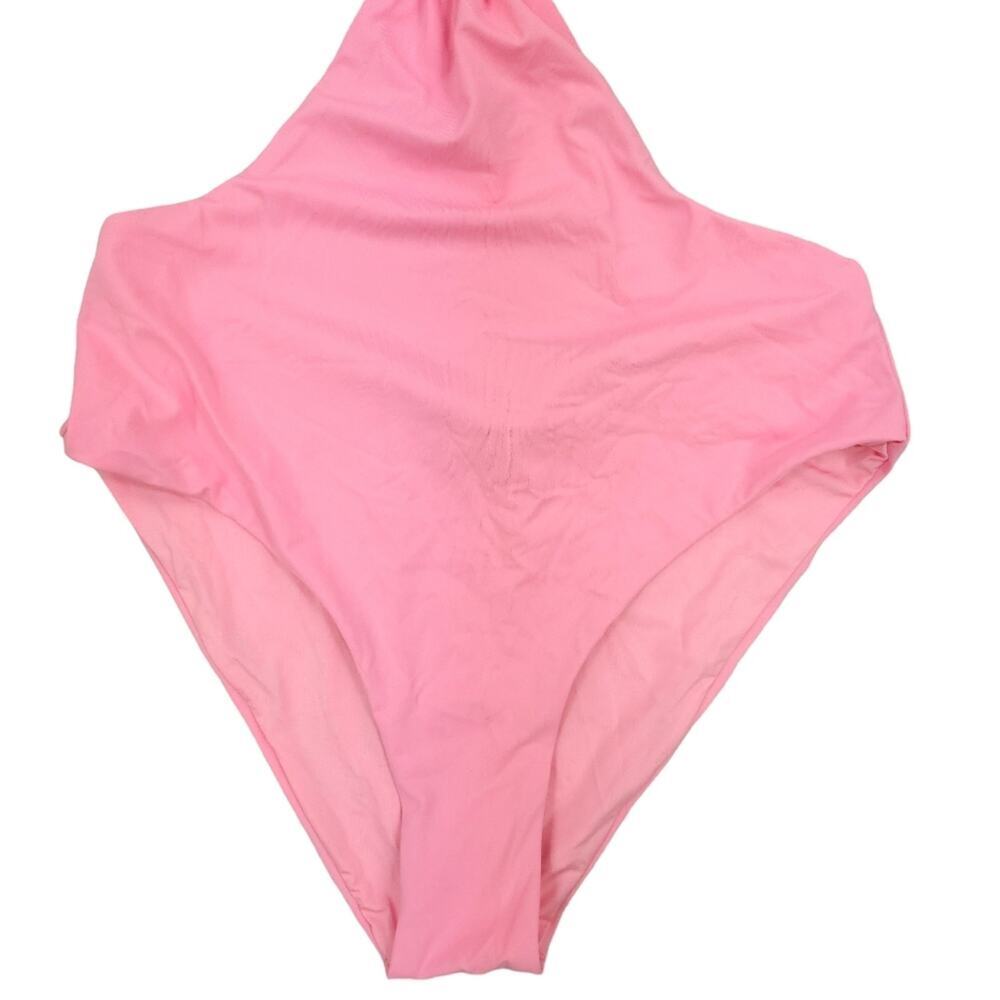 WeWoreWhat Cut Out One Piece Swimsuit Baby Pink Halter Runched Cup Tie - Picture 10 of 16